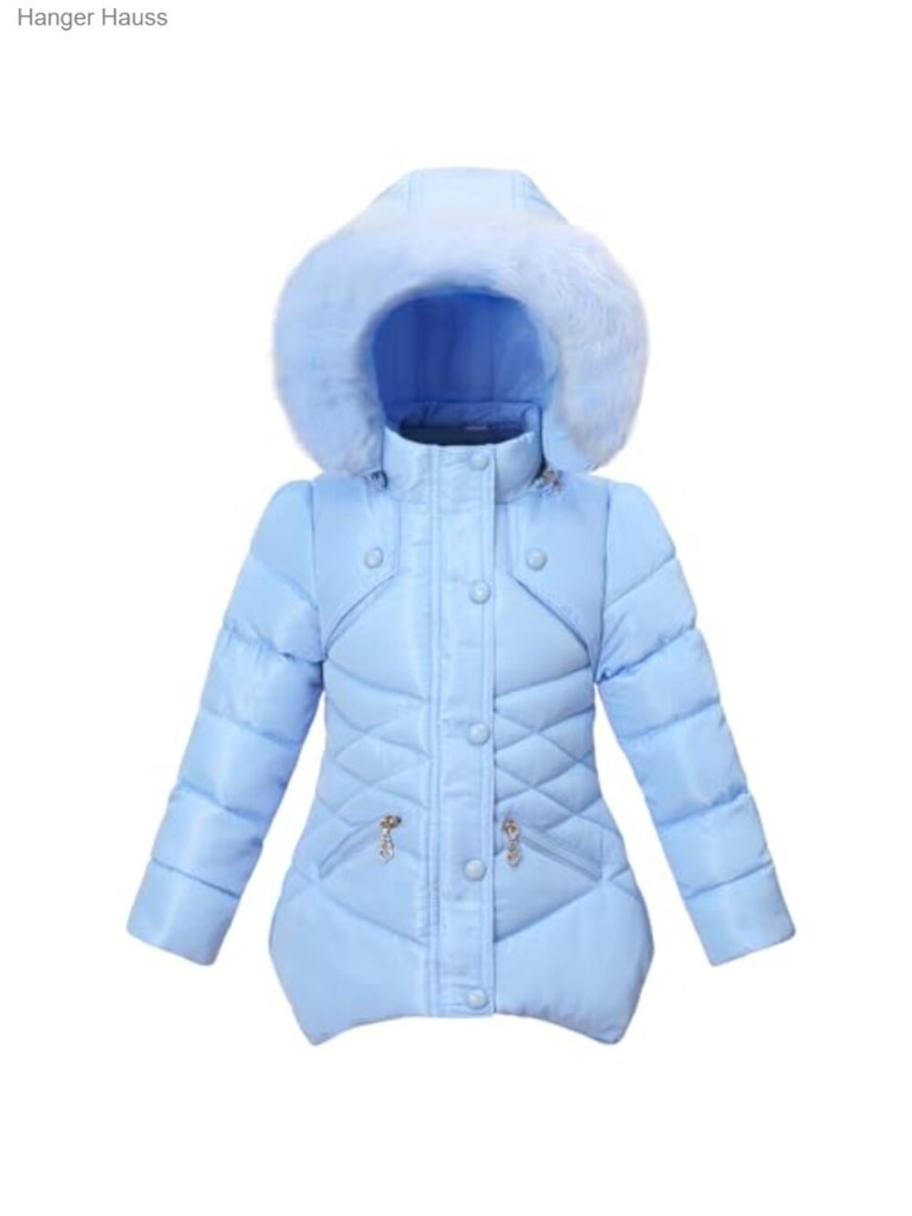 Girls Hooded Puffer Jacket Waterproof Winter Coat Polyester Diamond Quilted